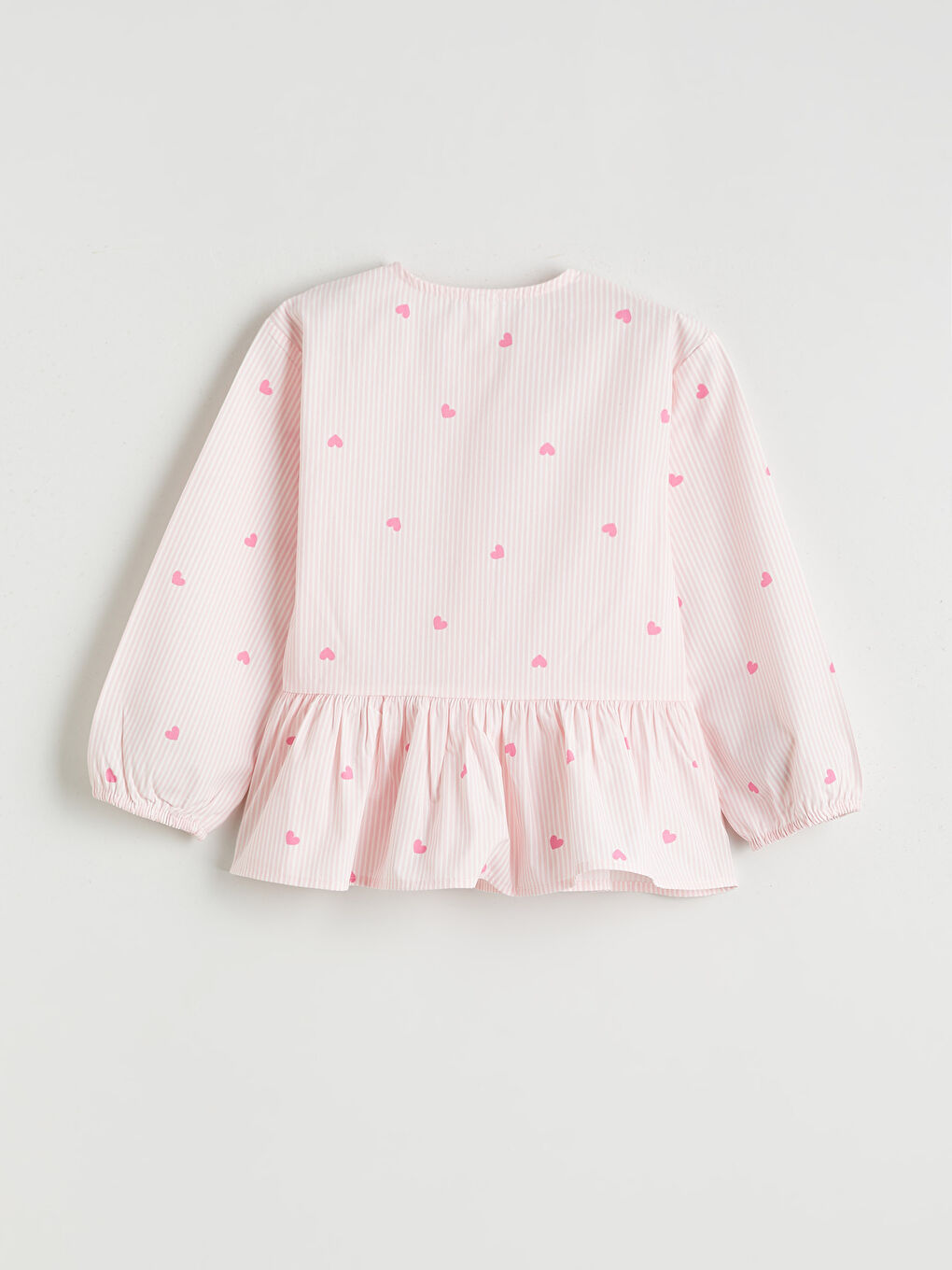 Pembe Baskılı Poplin Kız Çocuk Gömlek ve Süveter-4