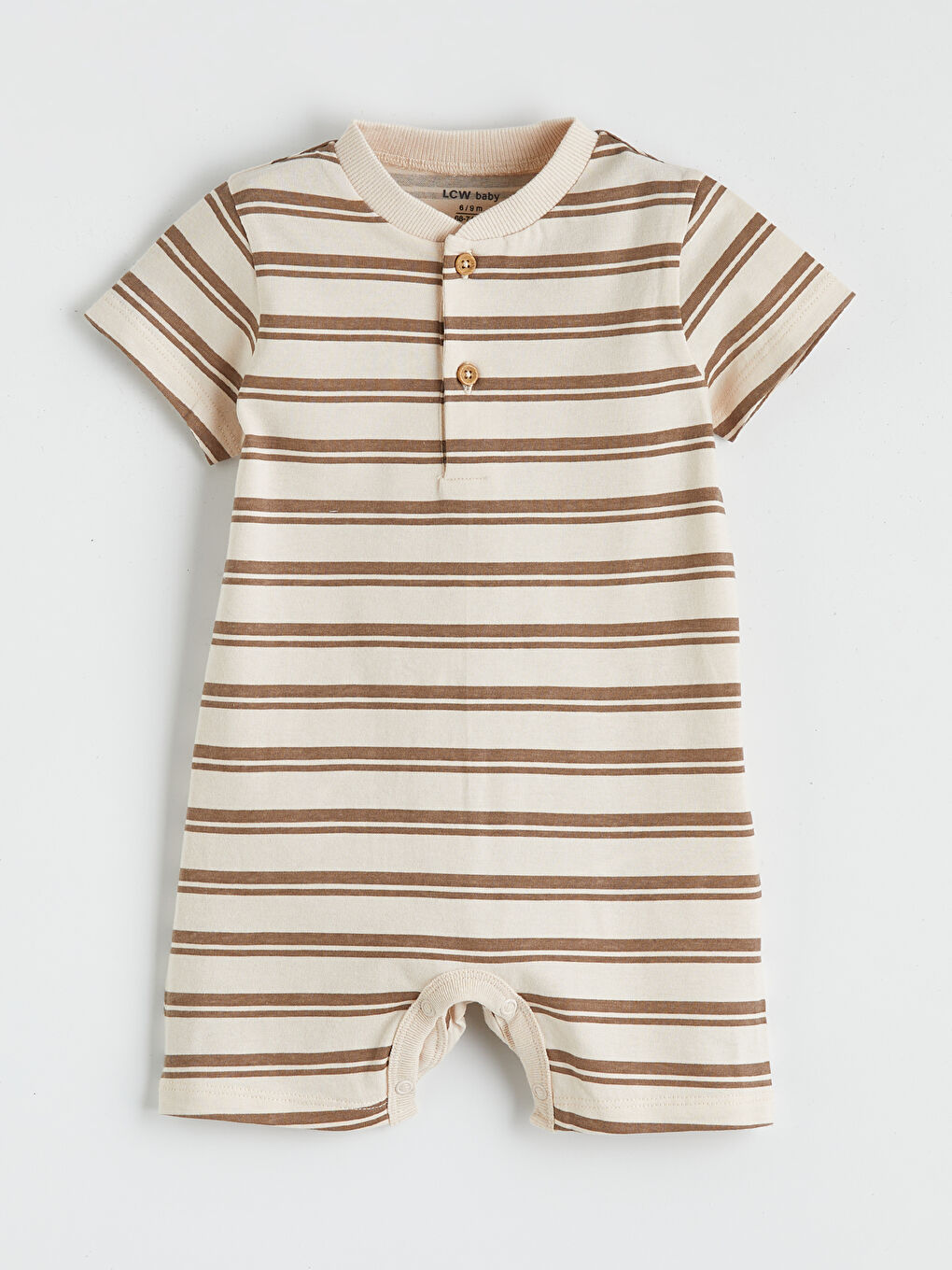 Kahverengi Baskılı ve Çizgili Erkek Bebek Tulum 2''li-1