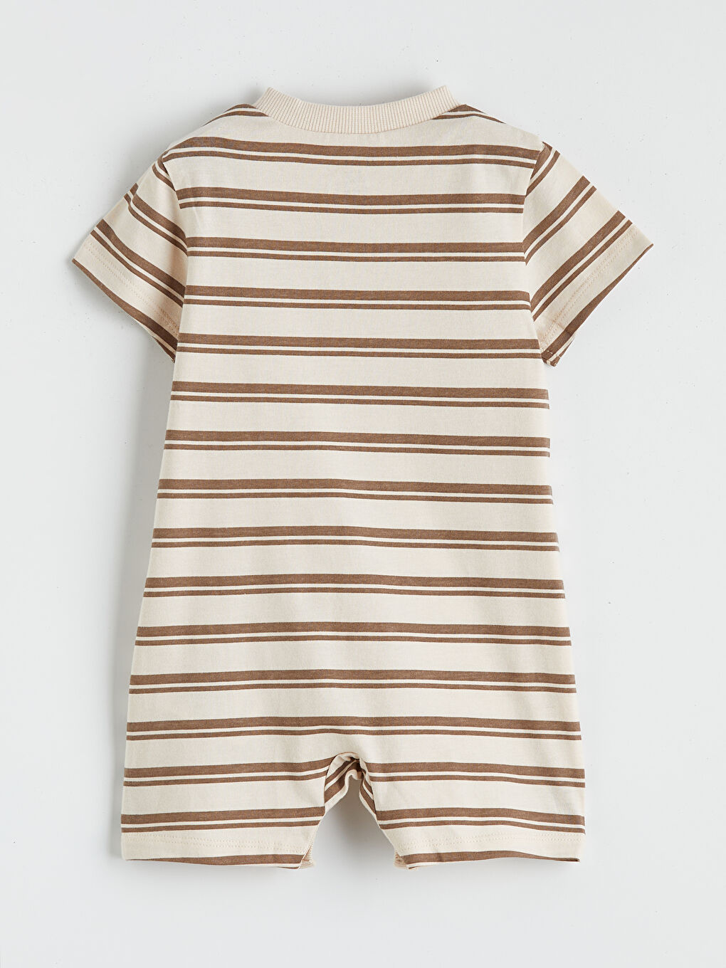 Kahverengi Baskılı ve Çizgili Erkek Bebek Tulum 2''li-2