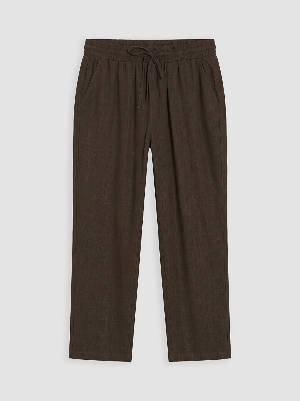Pantalone Za Žene Sa Elastičnim Strukom Od Lanene Mješavine-4