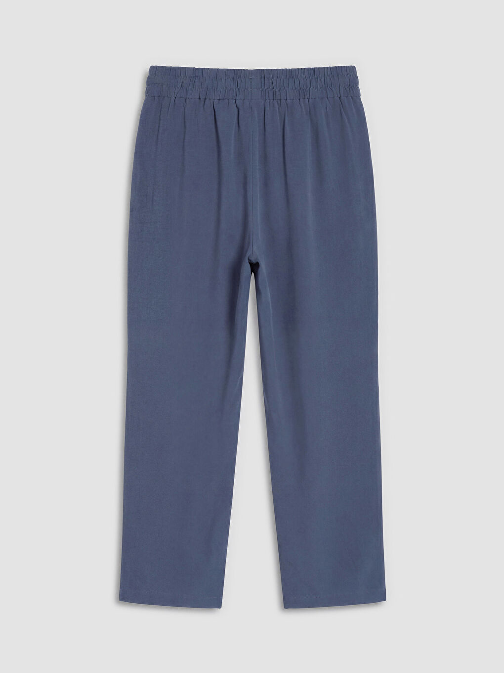 Lacivert Beli Lastikli Keten Karışımlı Kadın Pantolon-1