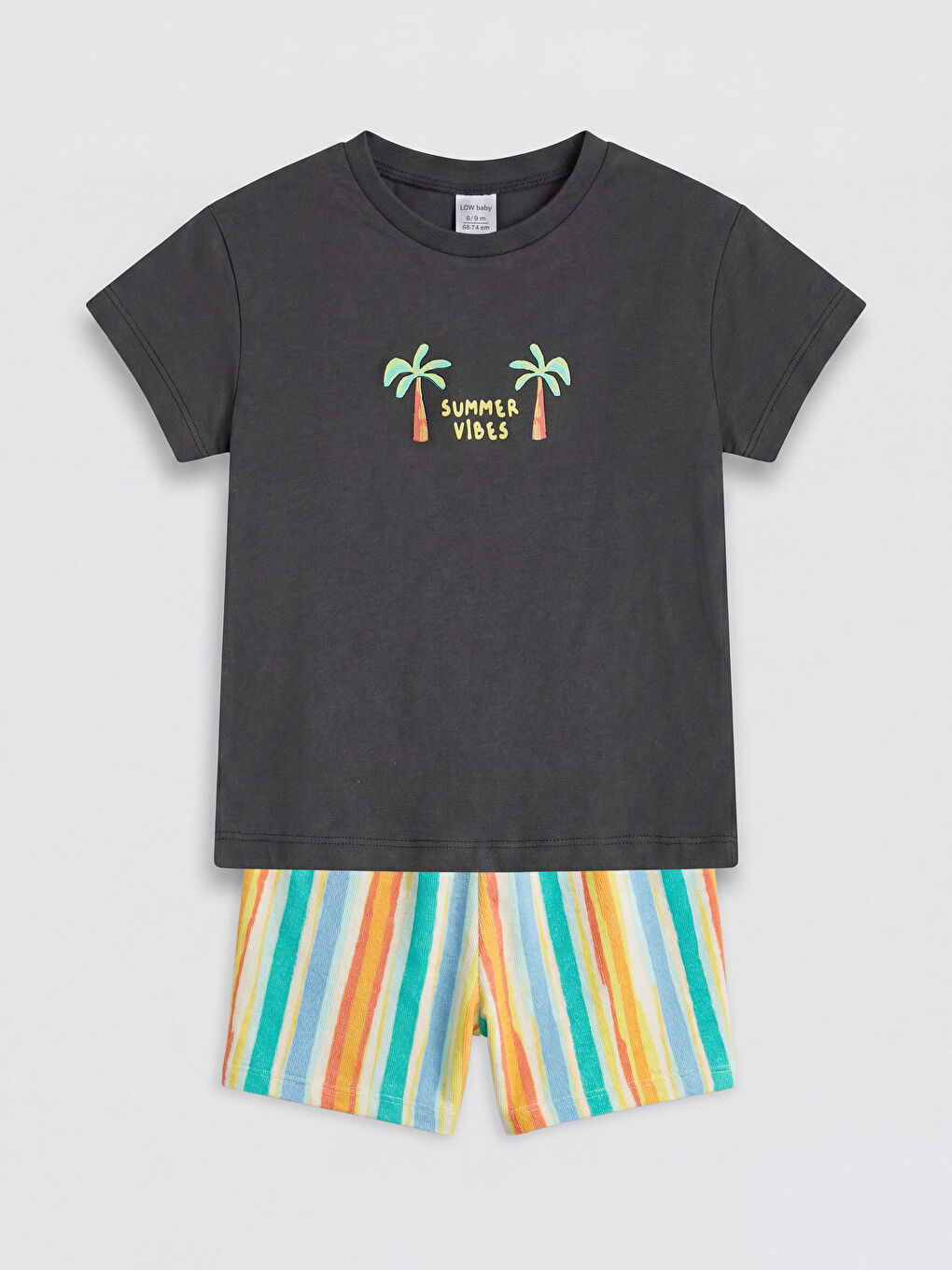 Gri Erkek Bebek Şortlu Takım-1