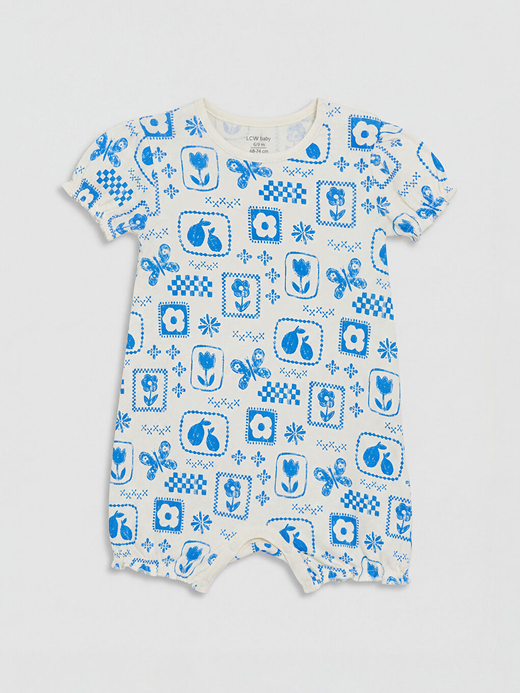 Pembe Bisiklet Yaka Baskılı Kız Bebek Tulum 2'li-1