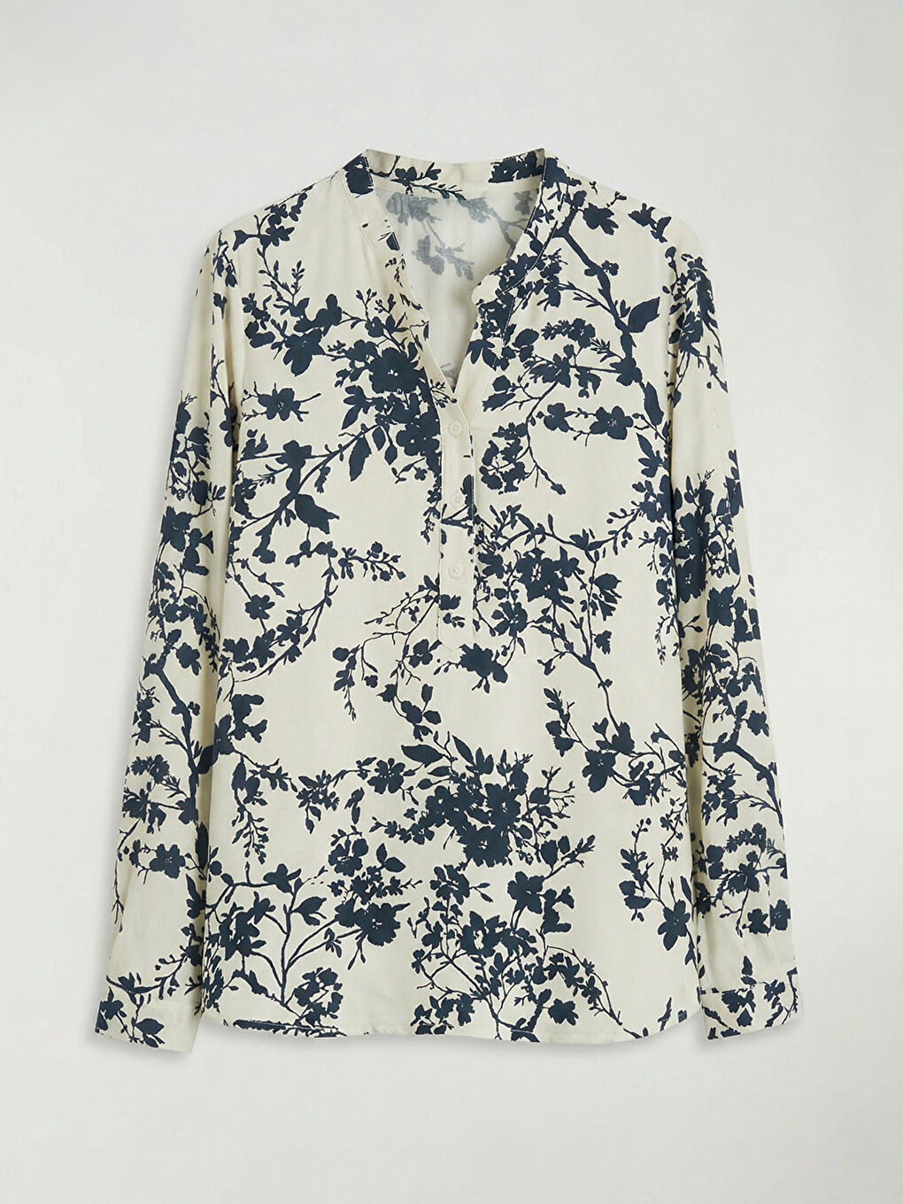 Kaçık Yaka Çiçekli Bluz	-4