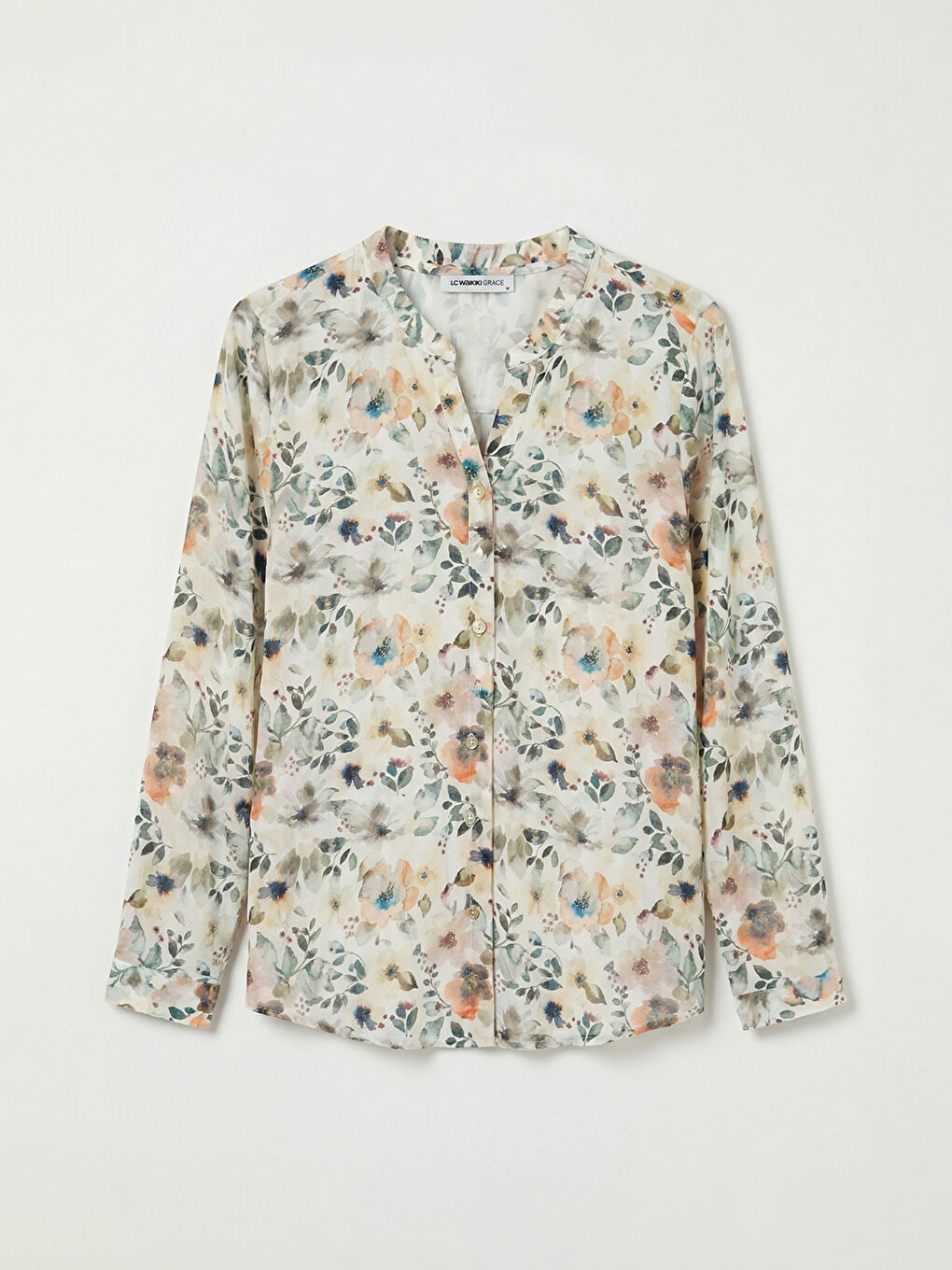 Karışık Kaçık Yaka Çiçekli Bluz	-4