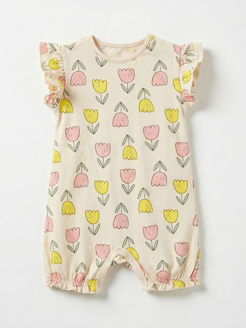 Sarı Kız Bebek Baskılı Fırfırlı Tulum 2'li-3