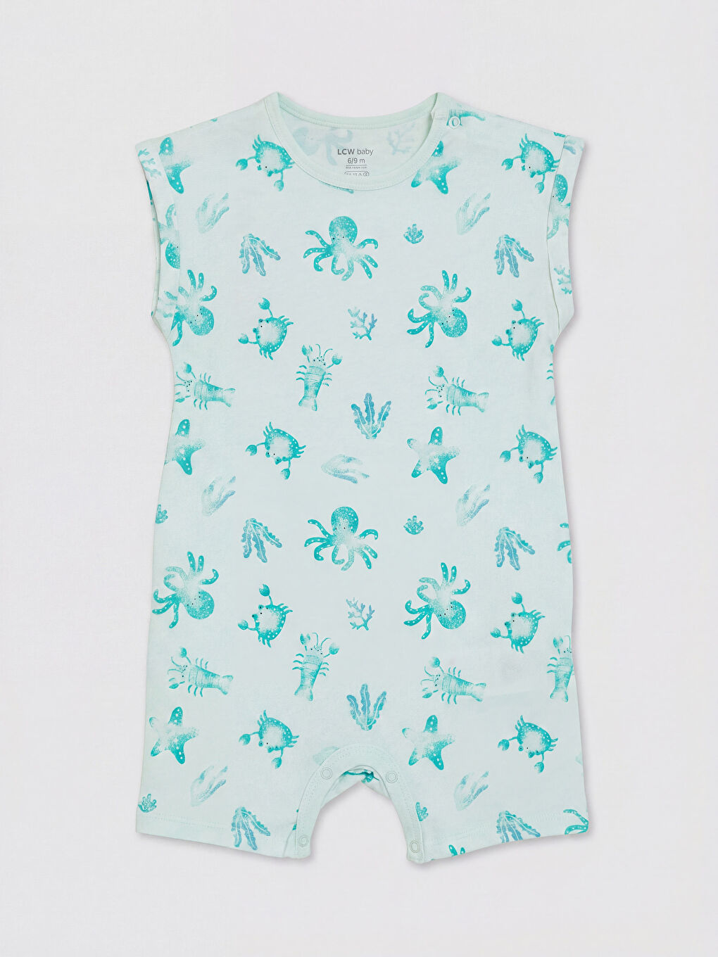 Turkuaz Bisiklet Yaka Baskılı Erkek Bebek Tulum 2'li-1