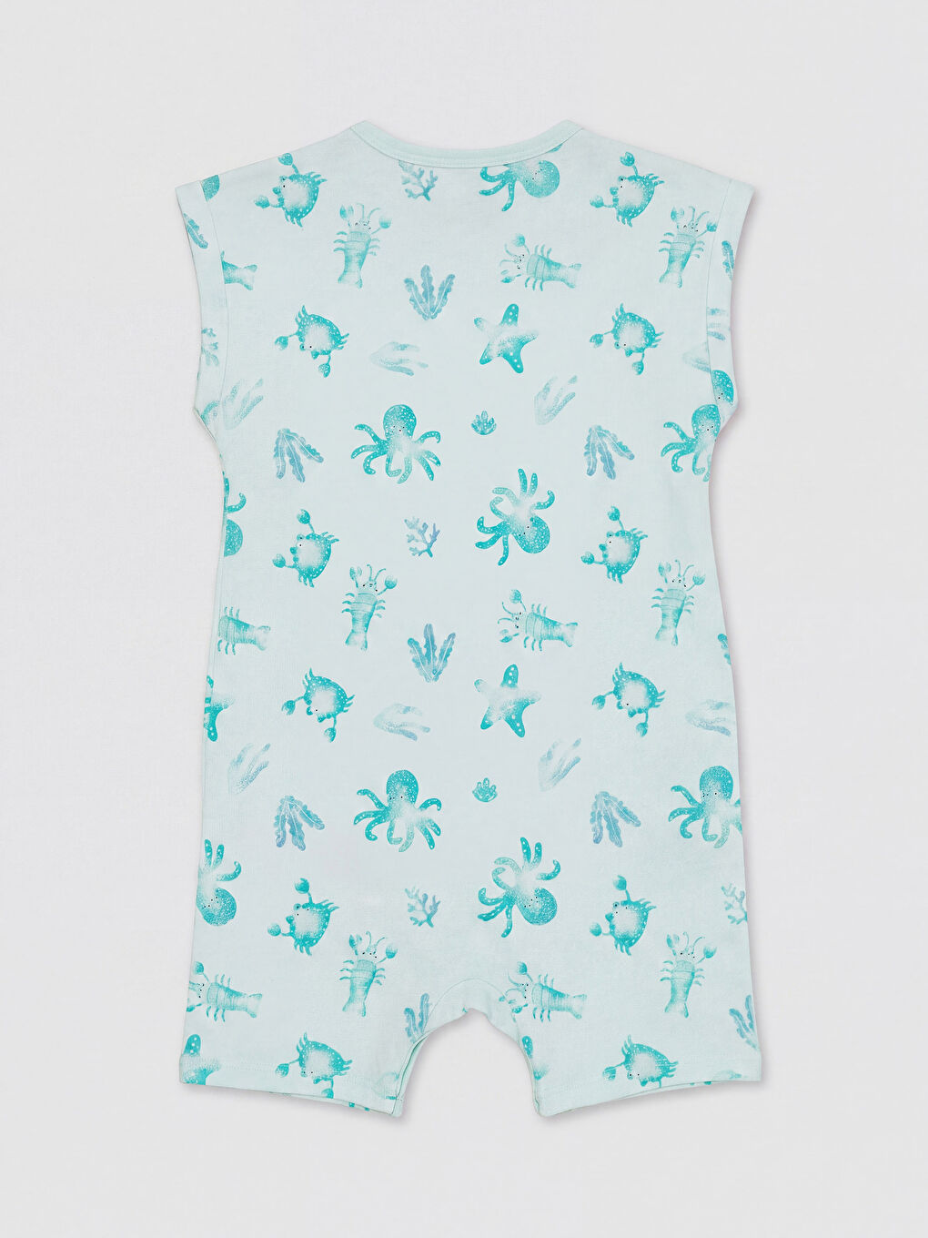 Turkuaz Bisiklet Yaka Baskılı Erkek Bebek Tulum 2'li-2