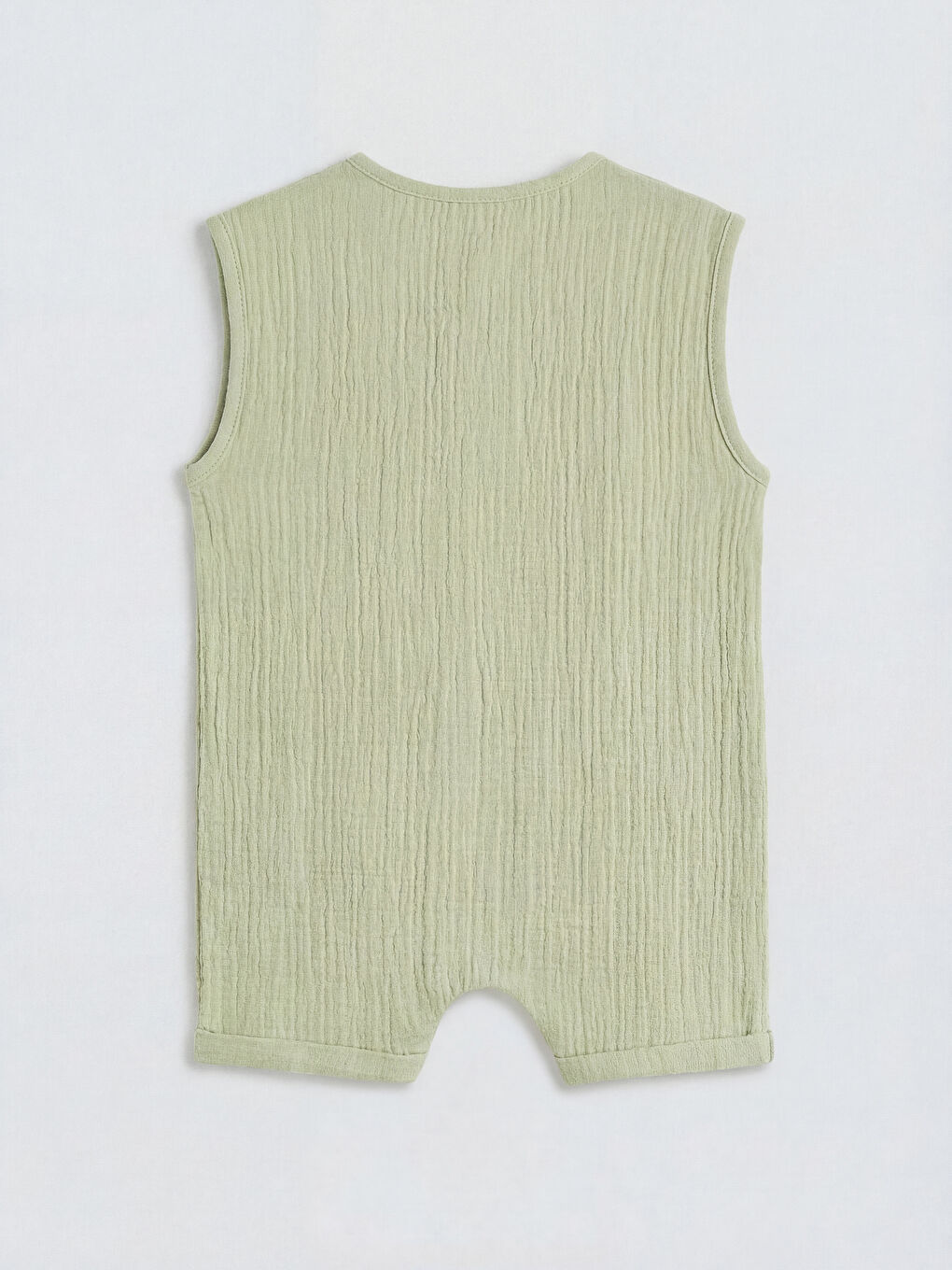 Yeşil Bisiklet Yaka Erkek Bebek Müslin Tulum-1