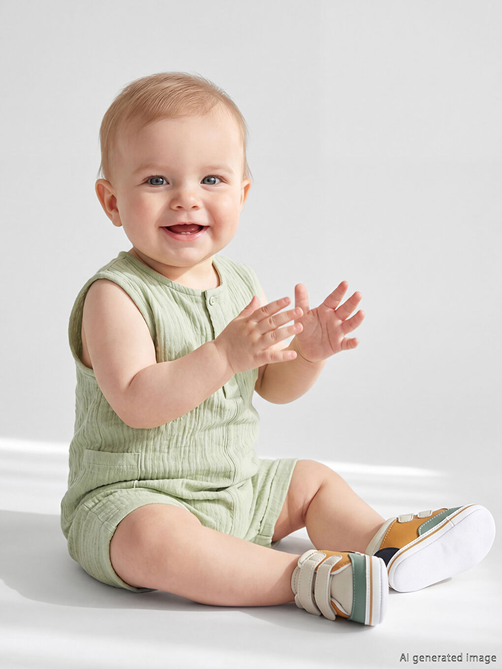 Дөңгелек жағалы сәби ұлдарға арналған муслин комбинезон-1