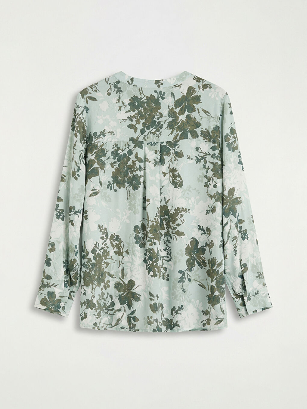 Yeşil Kaçık Yaka Çiçekli Bluz-1