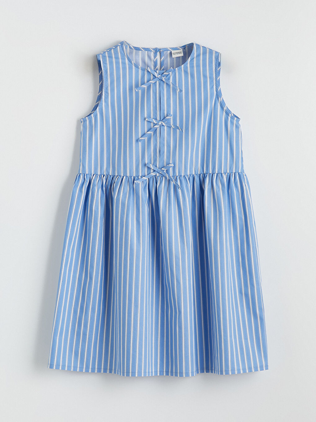 Rochie din Poplin cu Dungi pentru Fete cu Guler Rotund