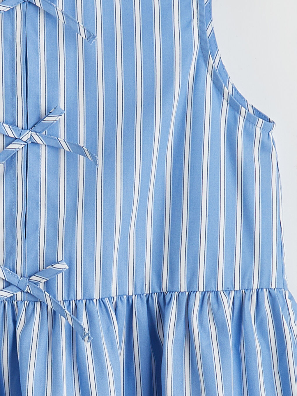 Rochie din Poplin cu Dungi pentru Fete cu Guler Rotund-1