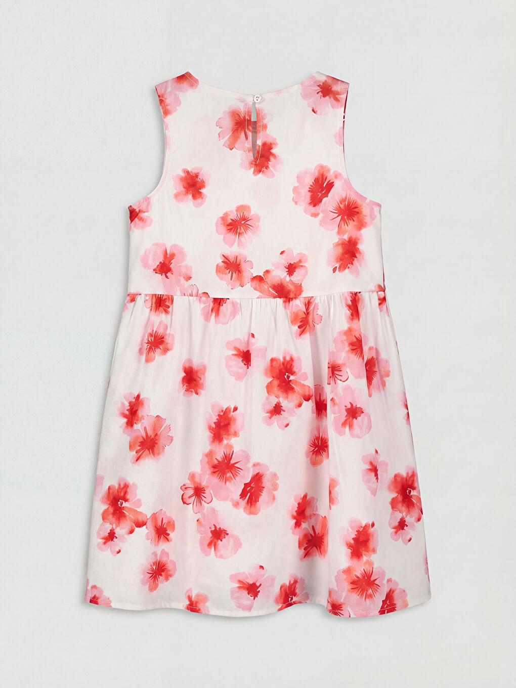 Дөңгелек жағалы гүлді қыздарға арналған поплин көйлек-1