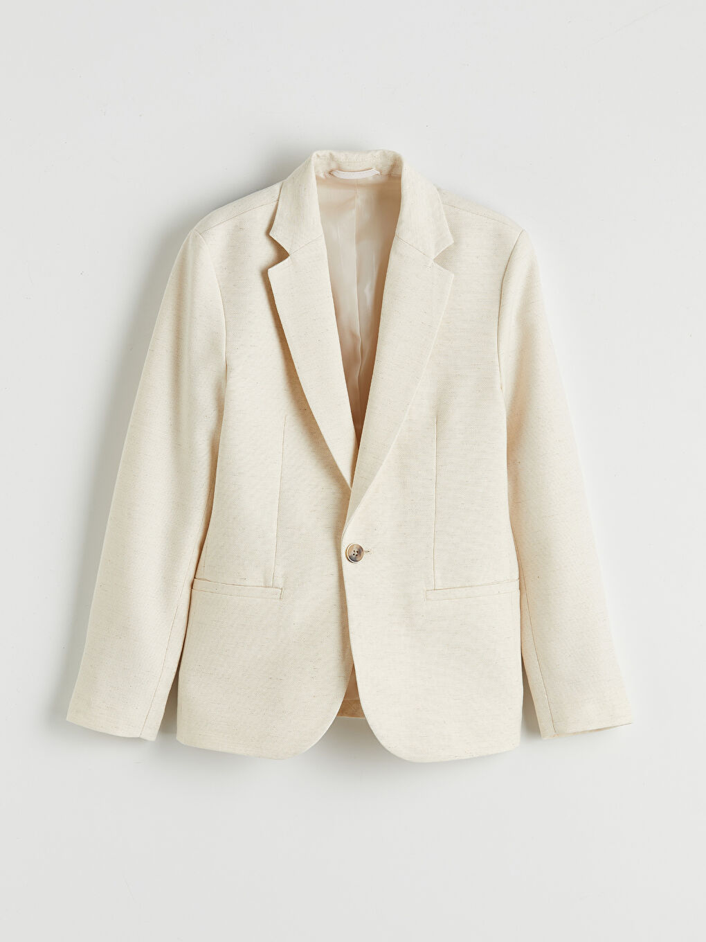 Ekru Keten Görünümlü Erkek Çocuk Blazer Ceket