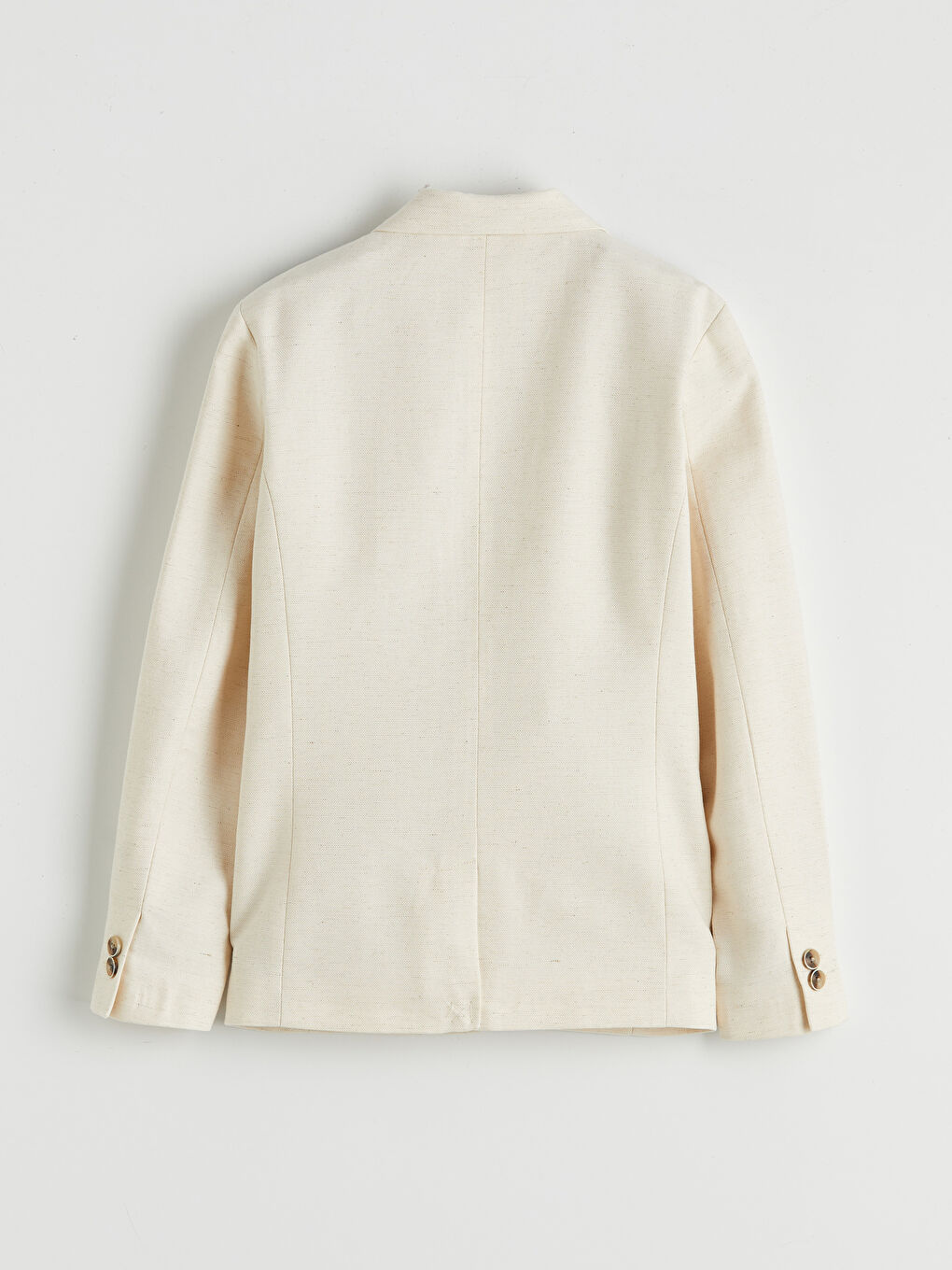 Ekru Keten Görünümlü Erkek Çocuk Blazer Ceket-1