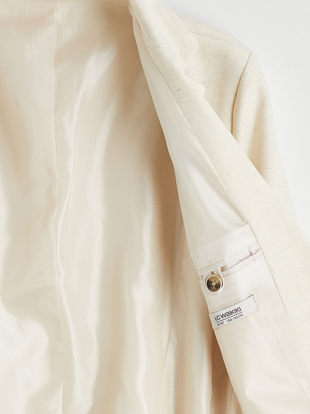 Ekru Keten Görünümlü Erkek Çocuk Blazer Ceket-2