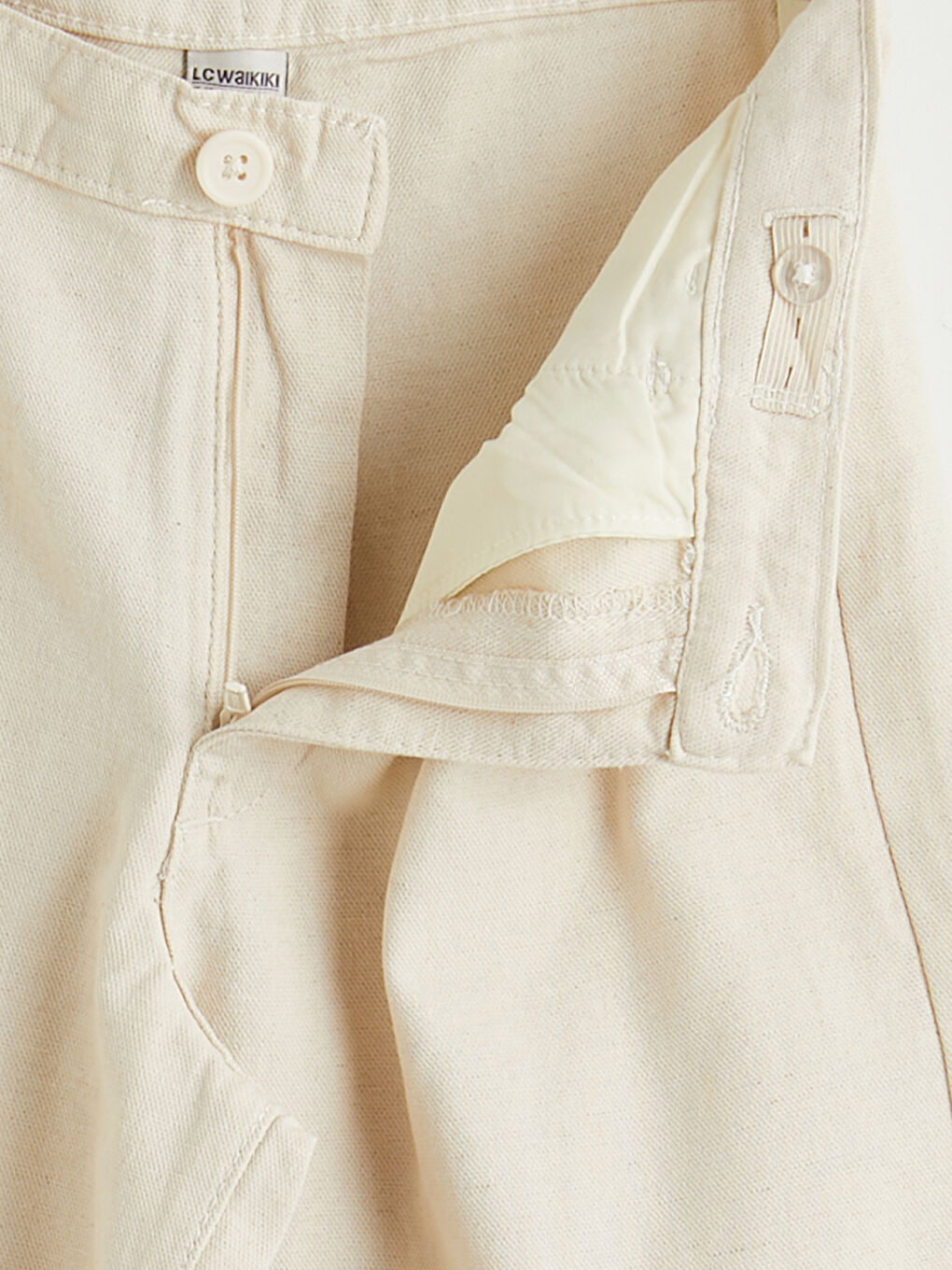 Ekru Keten Karışımlı Pileli Erkek Çocuk Pantolon	-2