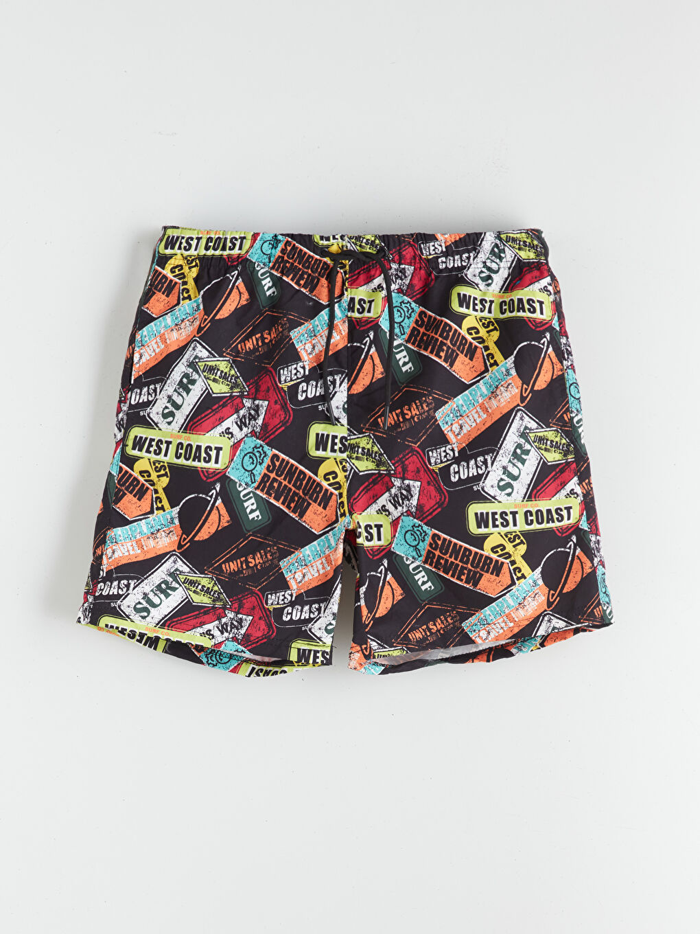 Siyah Diz Hizası Boy Basic Erkek Deniz Şortu-4