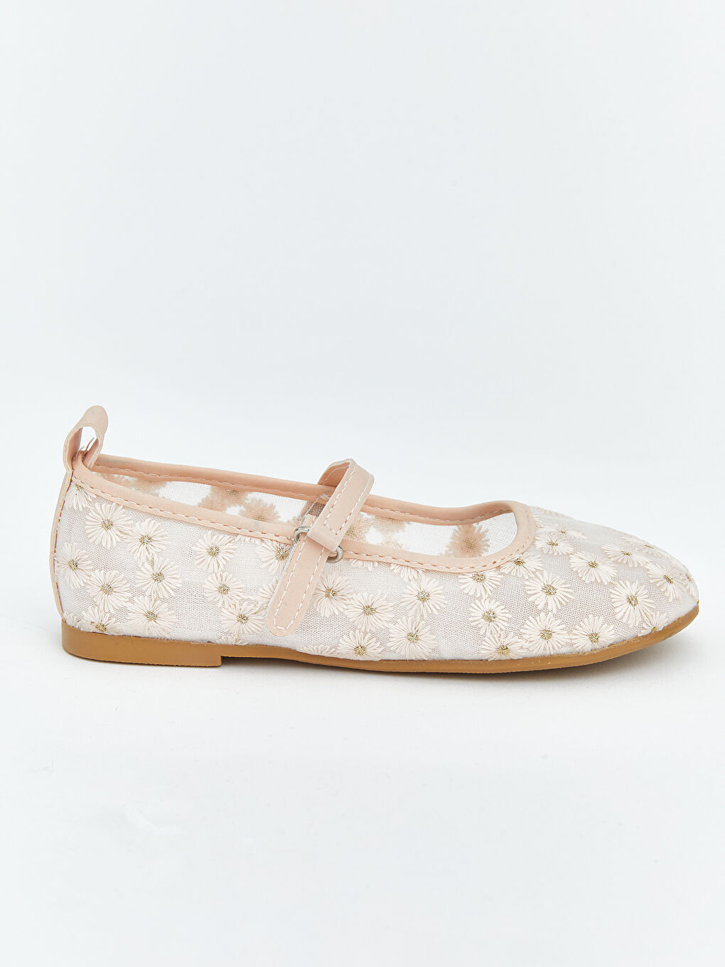 Pembe Çiçek Nakışlı Kız Bebek Babet-1