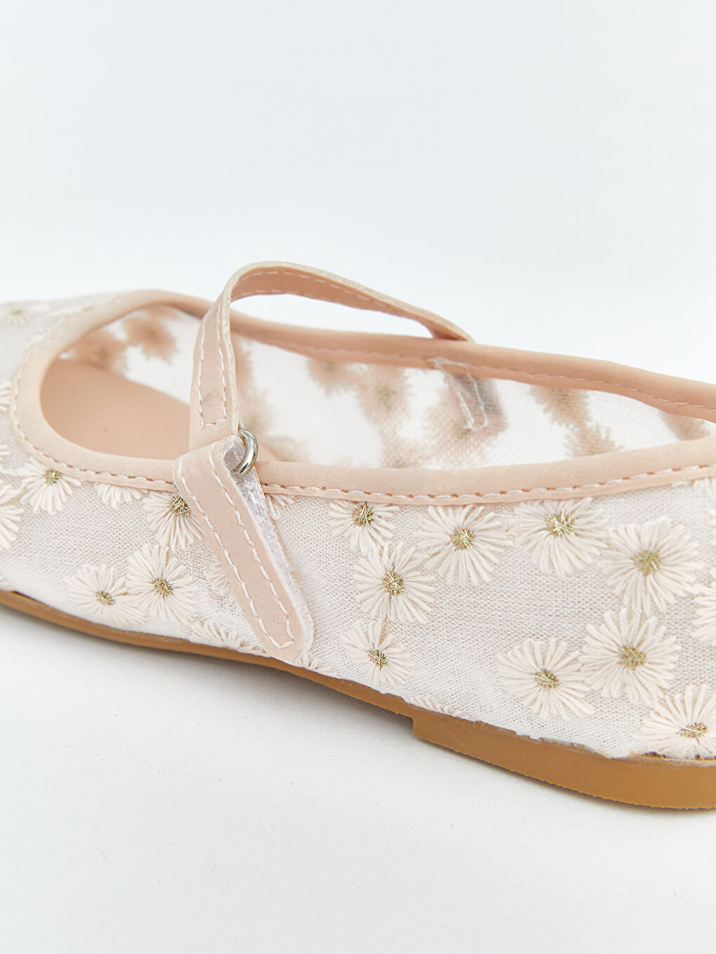 Pembe Çiçek Nakışlı Kız Bebek Babet-4