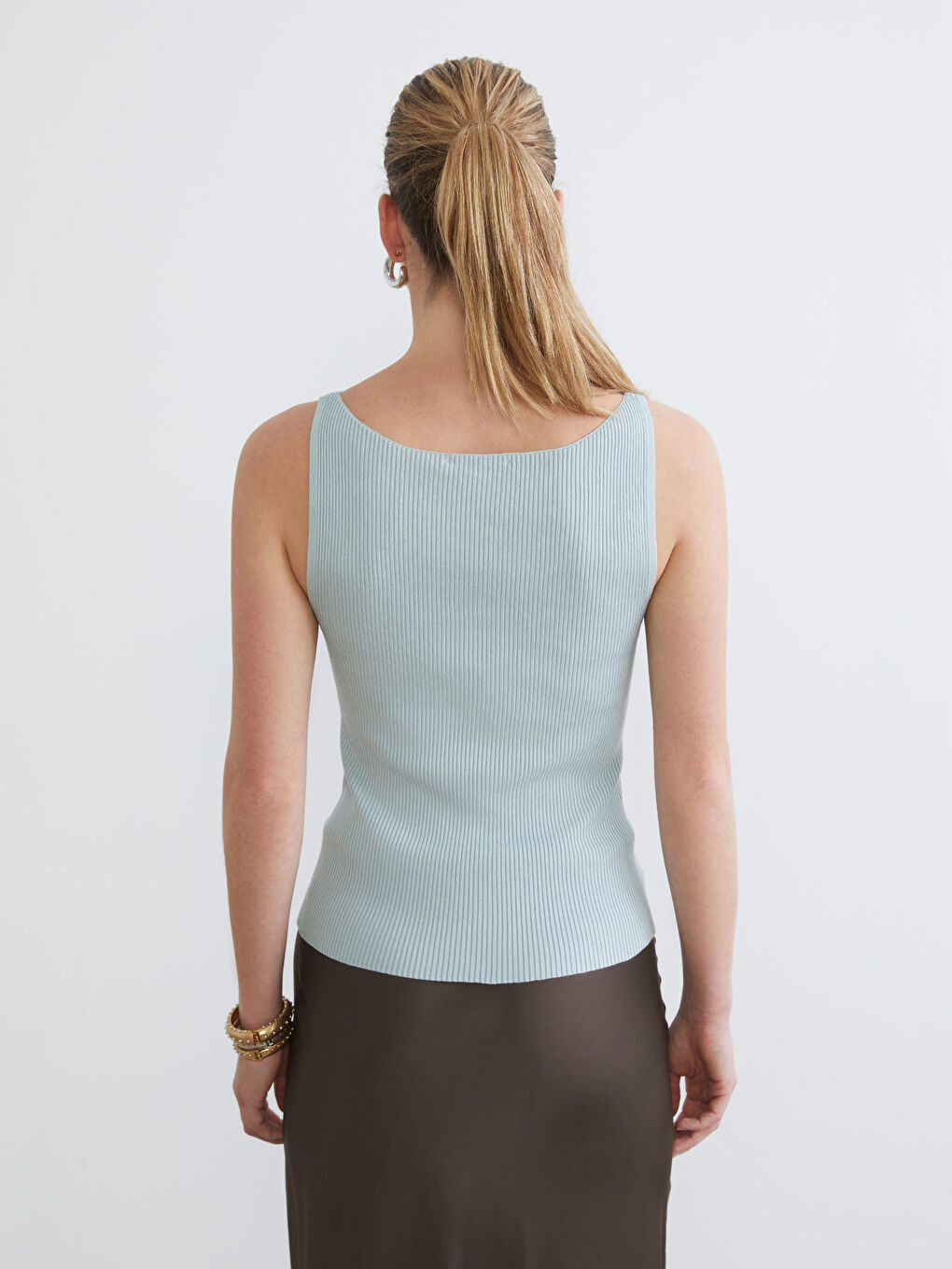 Женщины Голубой Майка-3