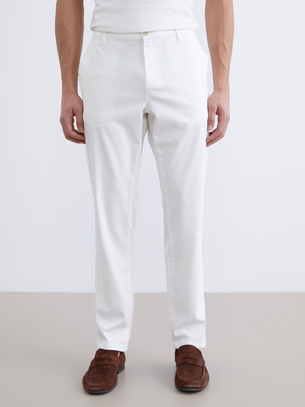 Gri Dar Kalıp Erkek Chino Pantolon-1