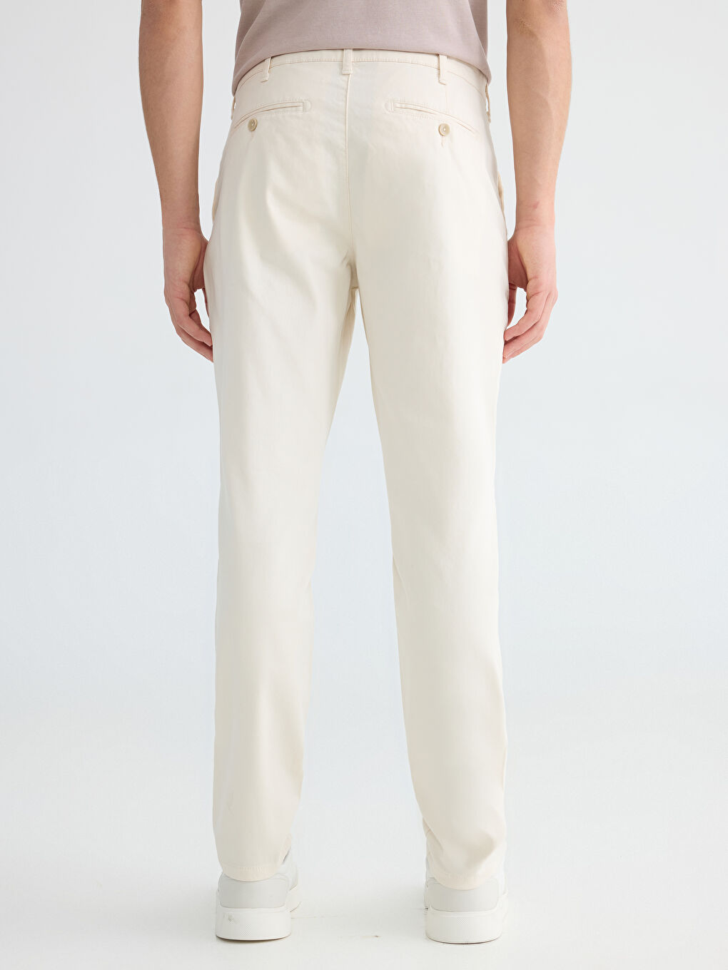 Bej Dar Kalıp Erkek Chino Pantolon-3