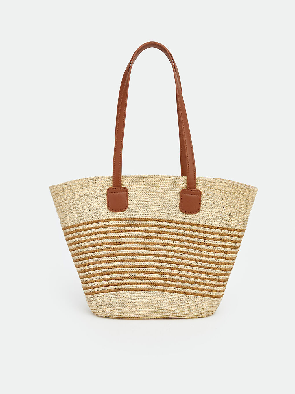 Bej Kadın Hasır Plaj Çantası