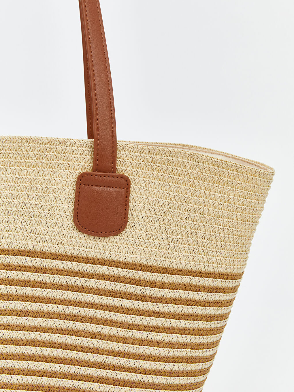 Bej Kadın Hasır Plaj Çantası-2