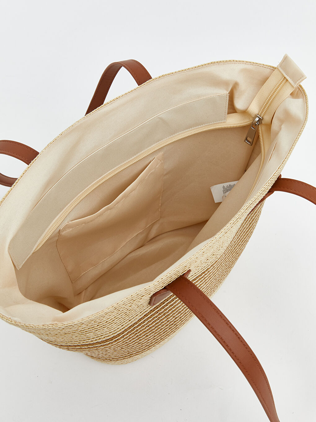 Bej Kadın Hasır Plaj Çantası-3