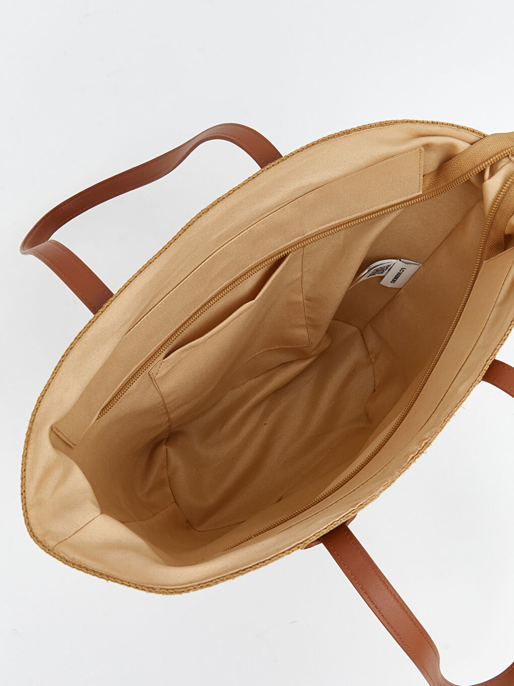 Bej Kadın Hasır Plaj Çantası-3