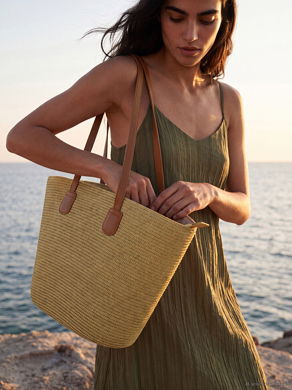 Women's Rattan Beach Bag