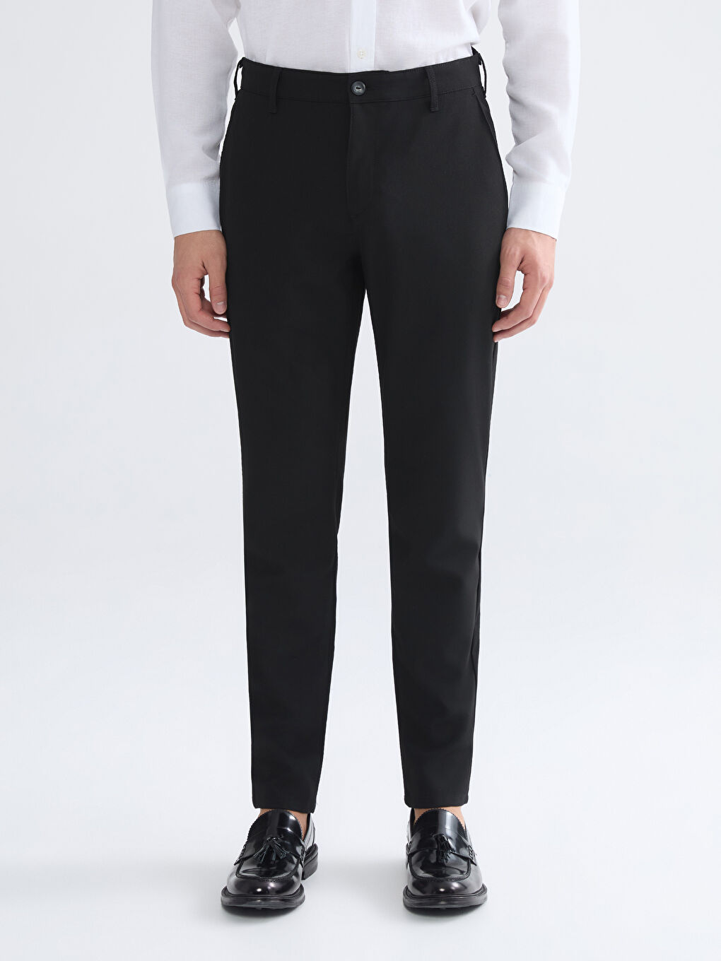 Siyah Dar Kalıp Erkek Chino Pantolon-1