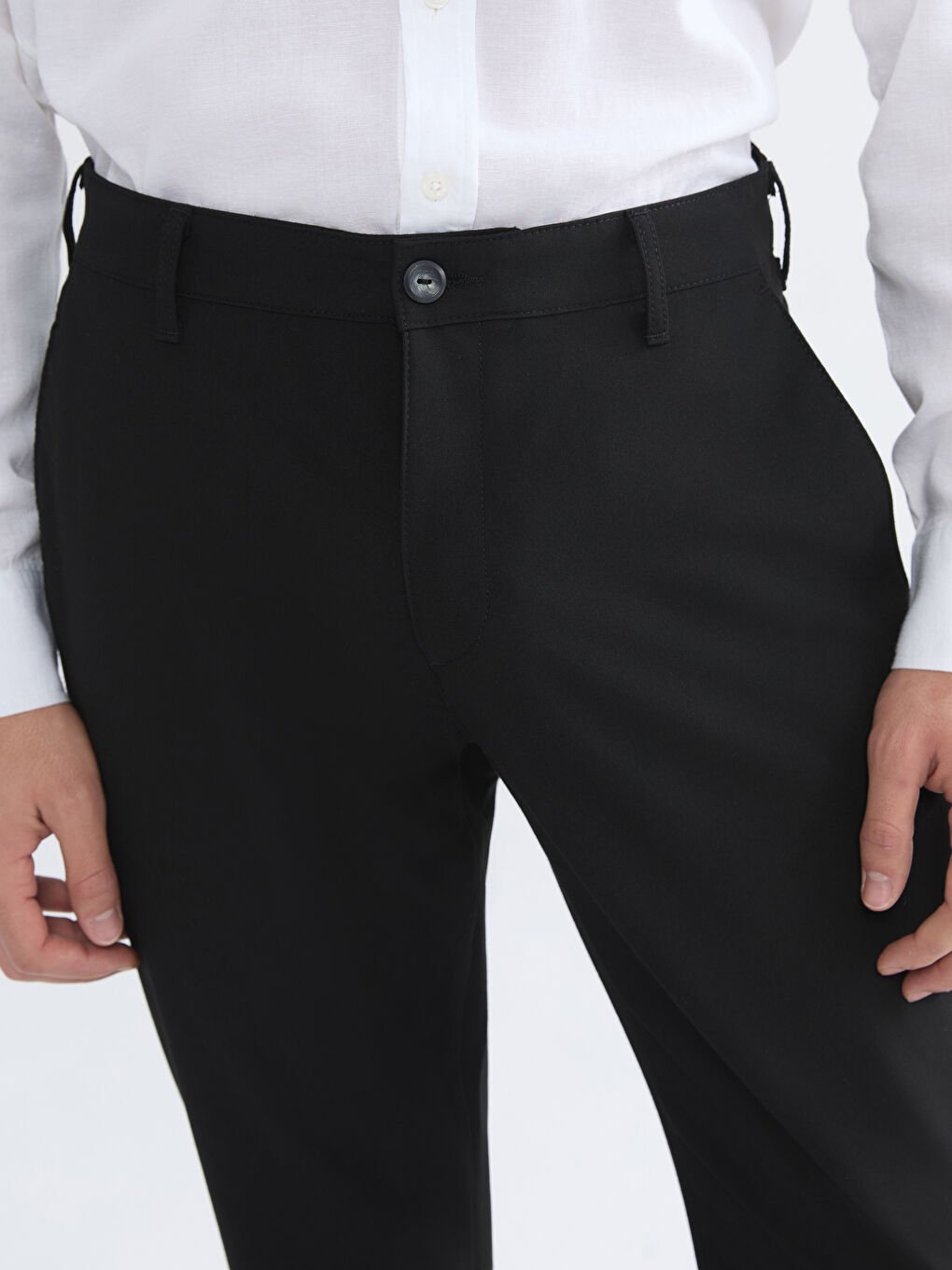 Siyah Dar Kalıp Erkek Chino Pantolon-2