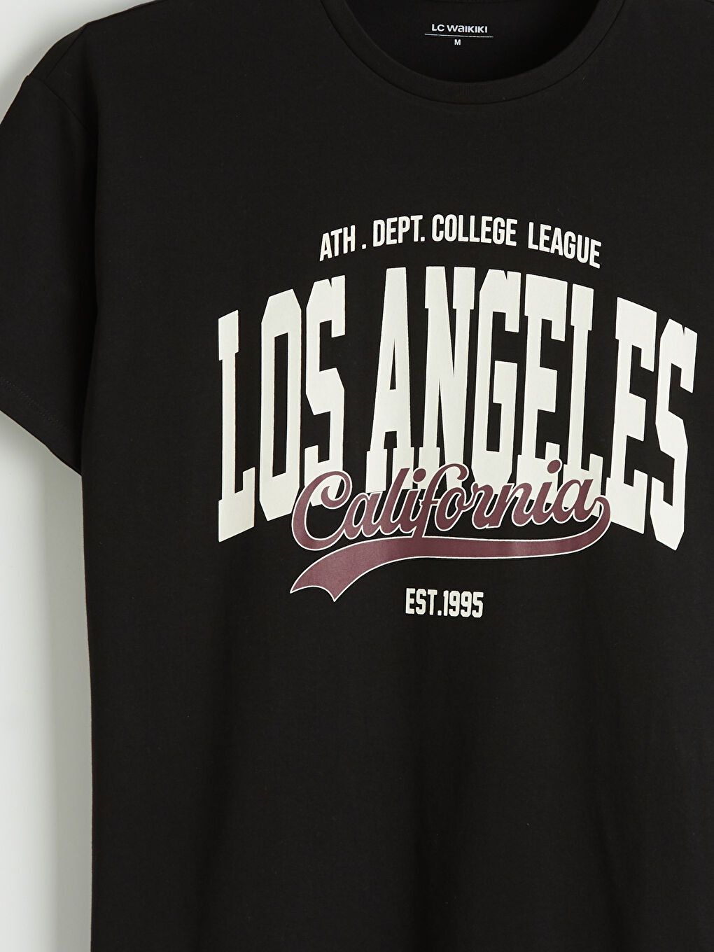 Siyah Bisiklet Yaka Los Angeles Baskılı Kadın Tişört-5