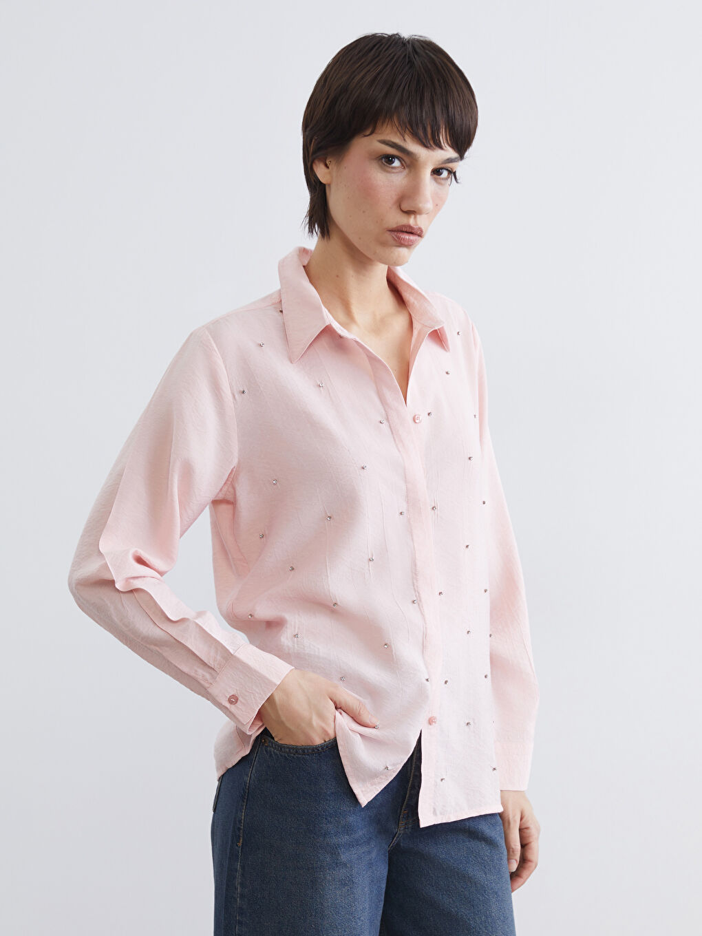 Stone Embellished Women's Shirt