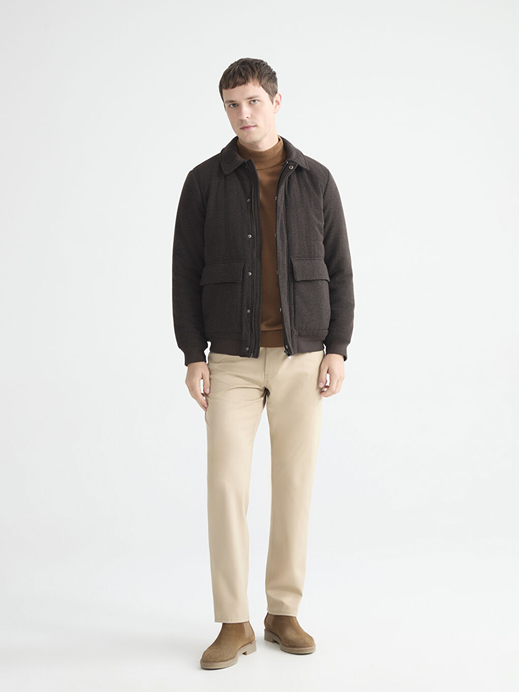 Bej Standart Kalıp Erkek Pantolon