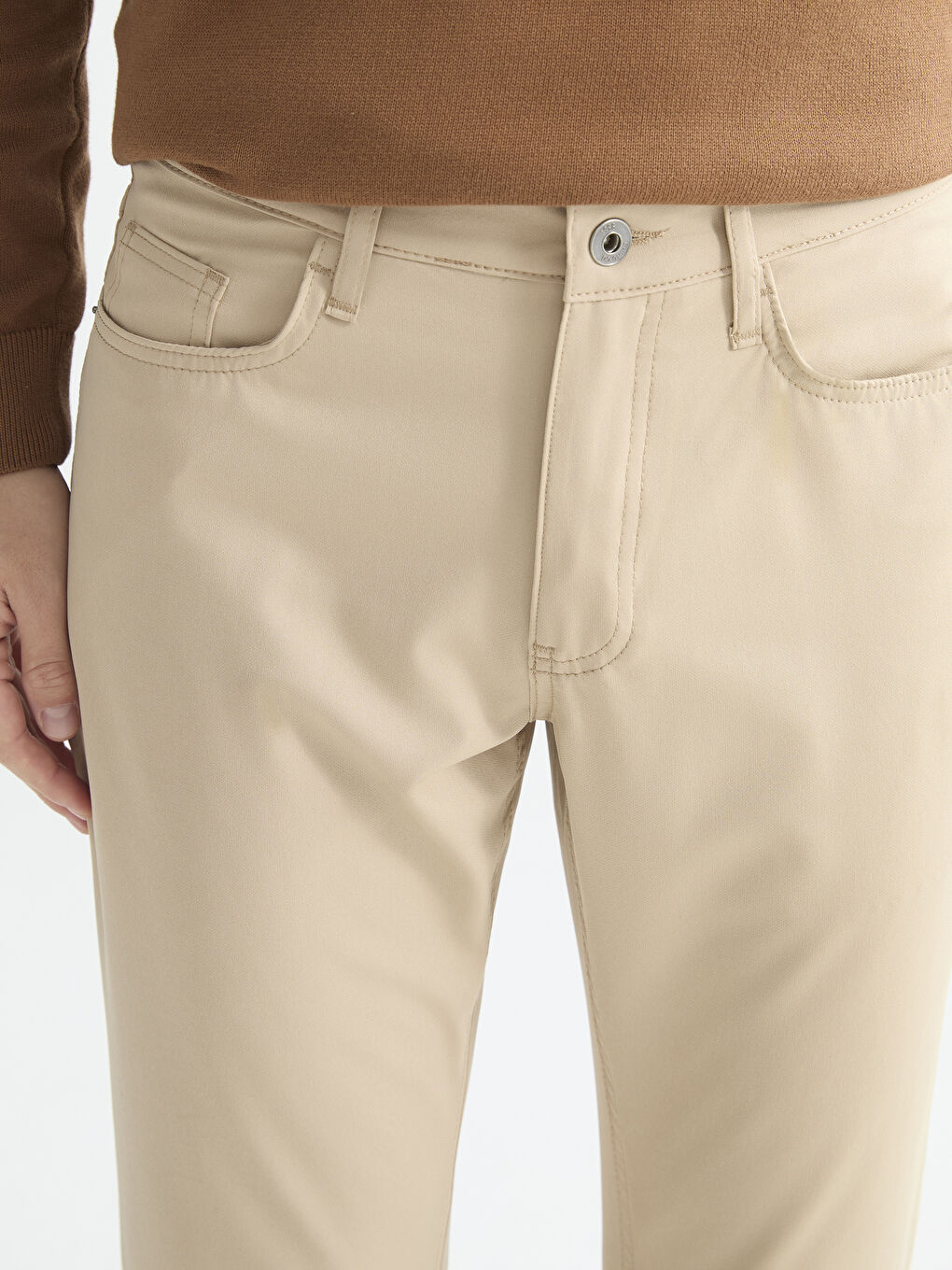 Bej Standart Kalıp Erkek Pantolon-2