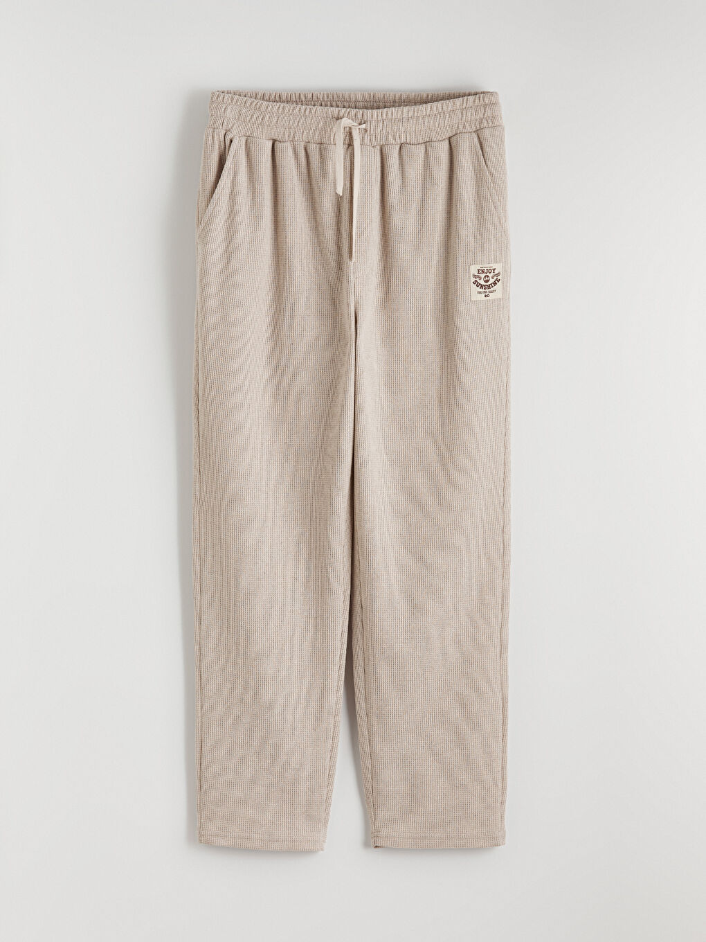 Bej Standart Kalıp Erkek Eşofman Altı-4