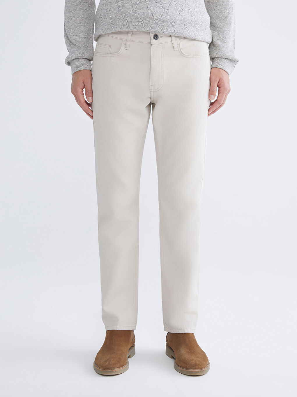 Ekru Standart Kalıp Erkek Pantolon-1