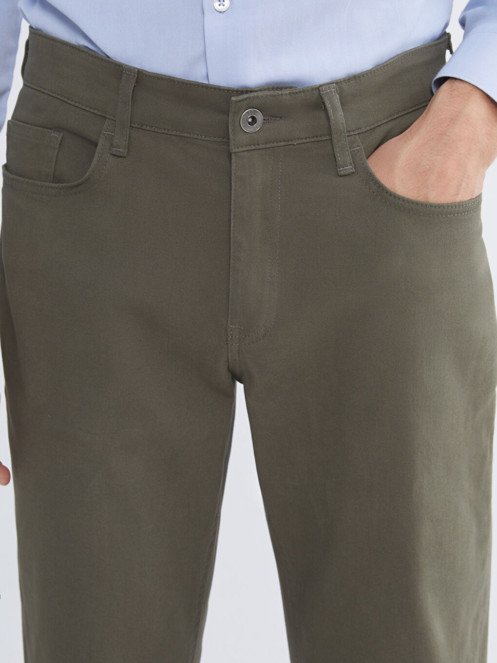 Haki Standart Kalıp Erkek Pantolon-2