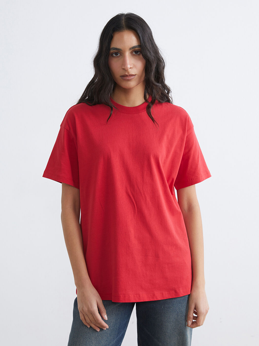 Kırmızı Bisiklet Yaka Kadın Tişört