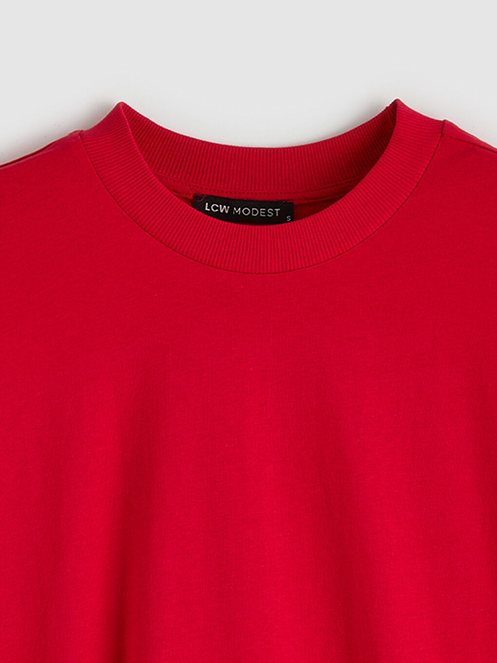 Kırmızı Bisiklet Yaka Kadın Tişört-5