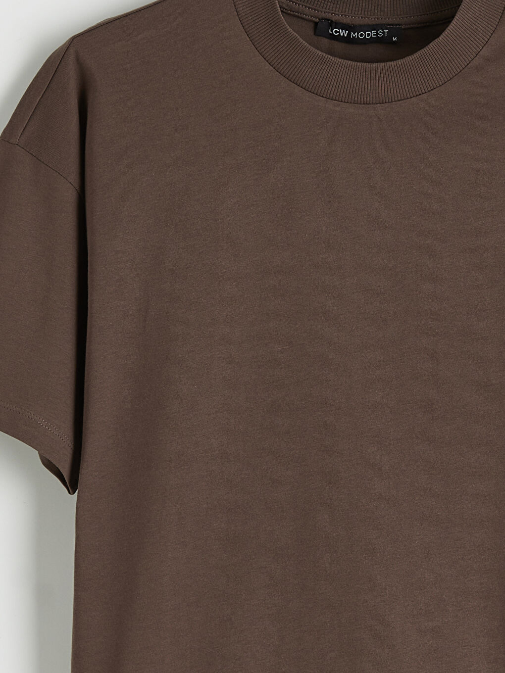 Kahverengi Bisiklet Yaka Kadın Tişört-5