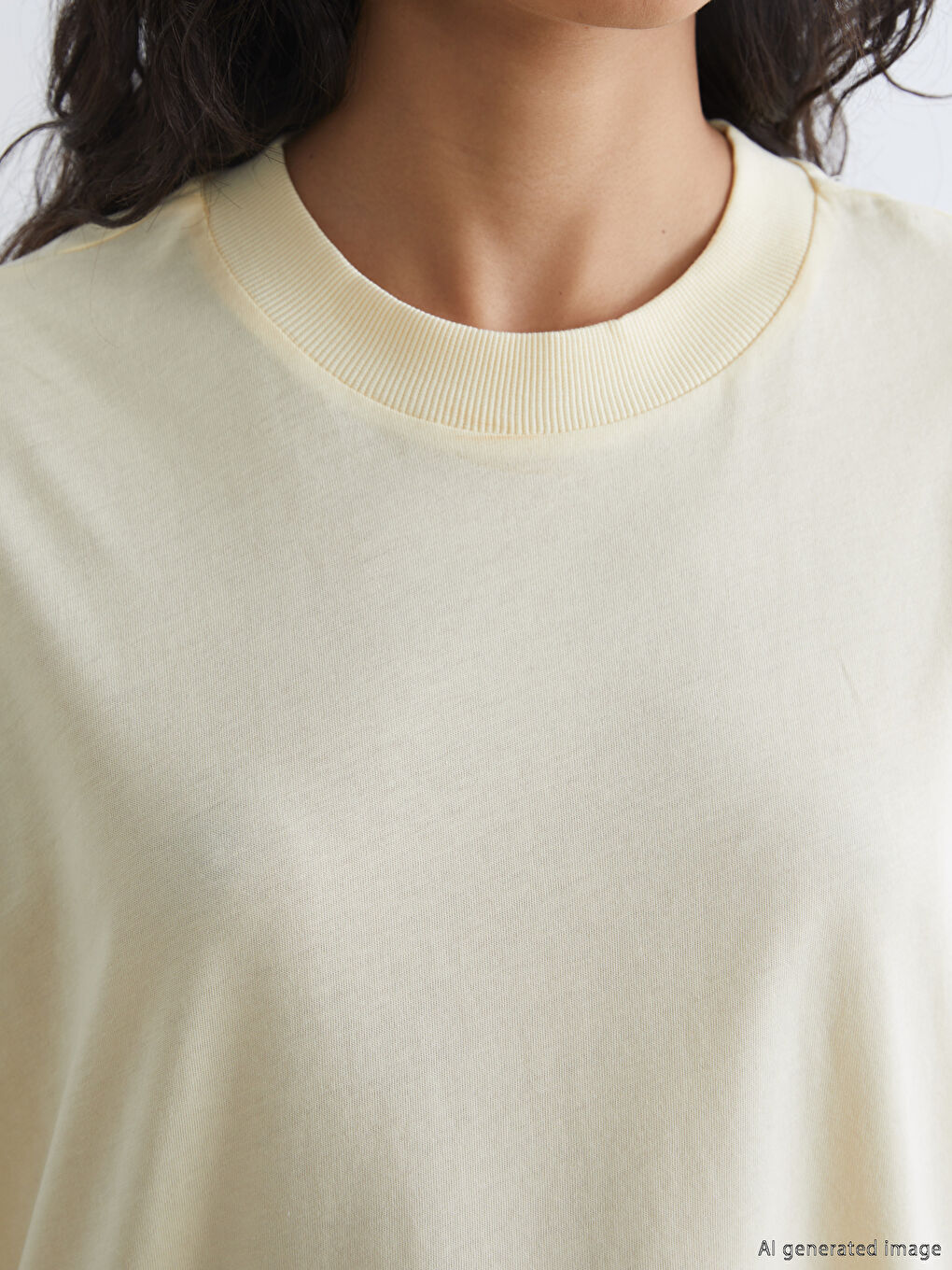 Sarı Bisiklet Yaka Kadın Tişört-5