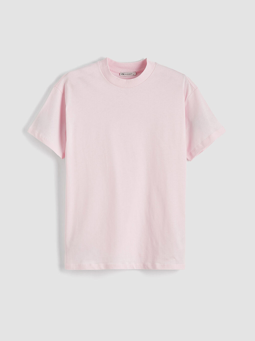 Pembe Bisiklet Yaka Kadın Tişört-5