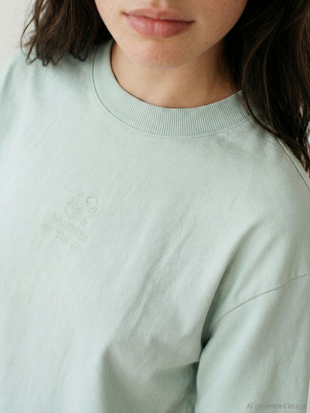 Yeşil Bisiklet Yaka Baskılı Kadın Tişört-2