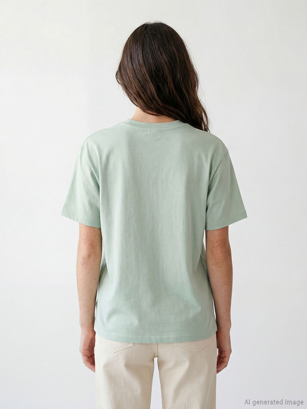 Yeşil Bisiklet Yaka Baskılı Kadın Tişört-3