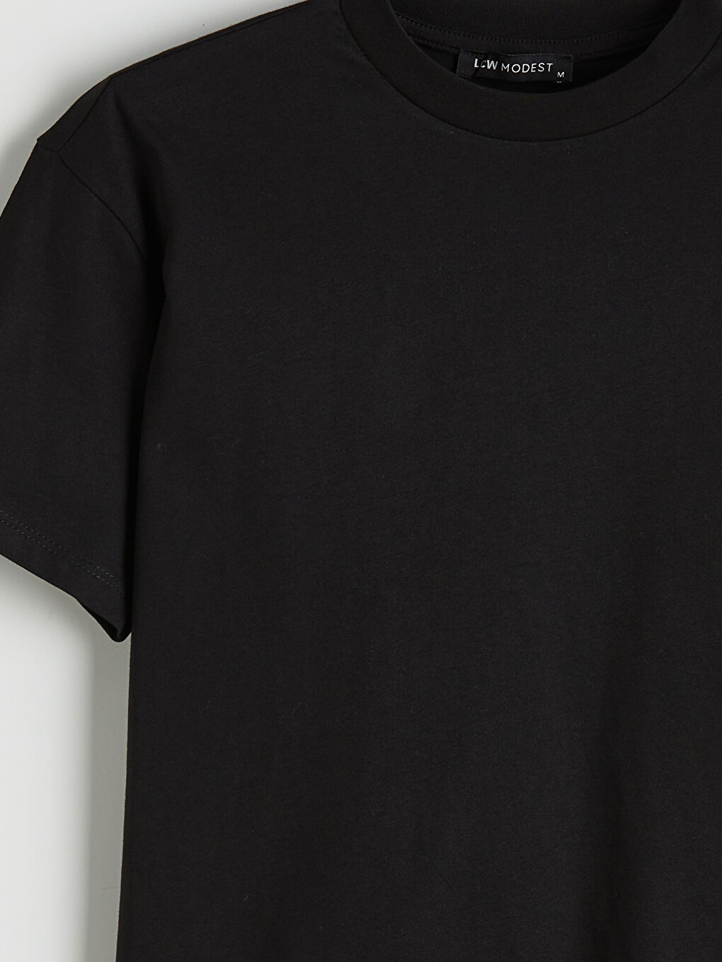 Siyah Bisiklet Yaka Kadın Tişört-1